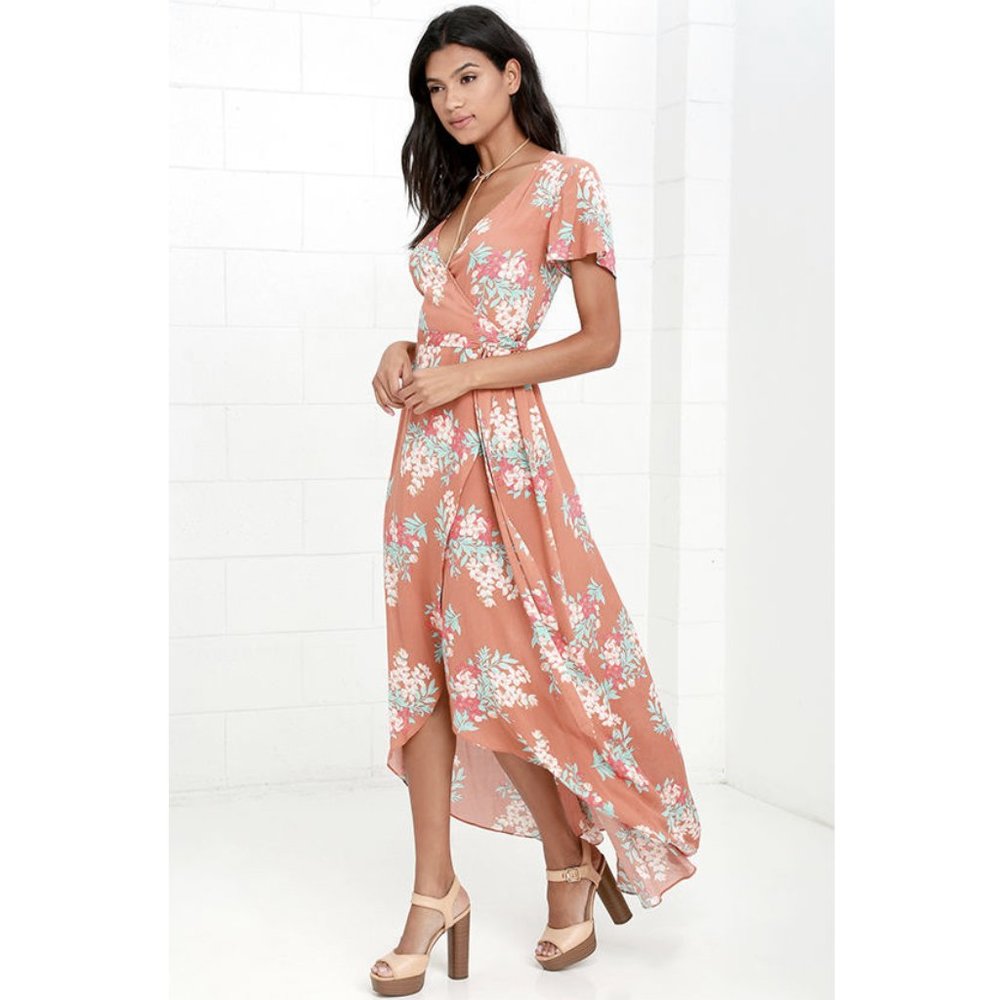 Lulu's Always in Bloom Burnt Orange Floral Dress